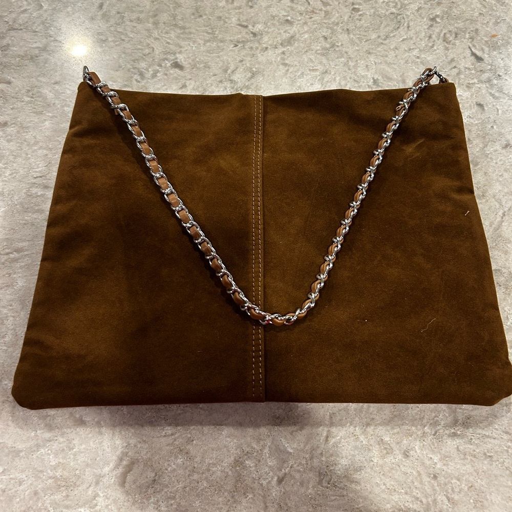 Suede Tan Chain Strap Women's Bag